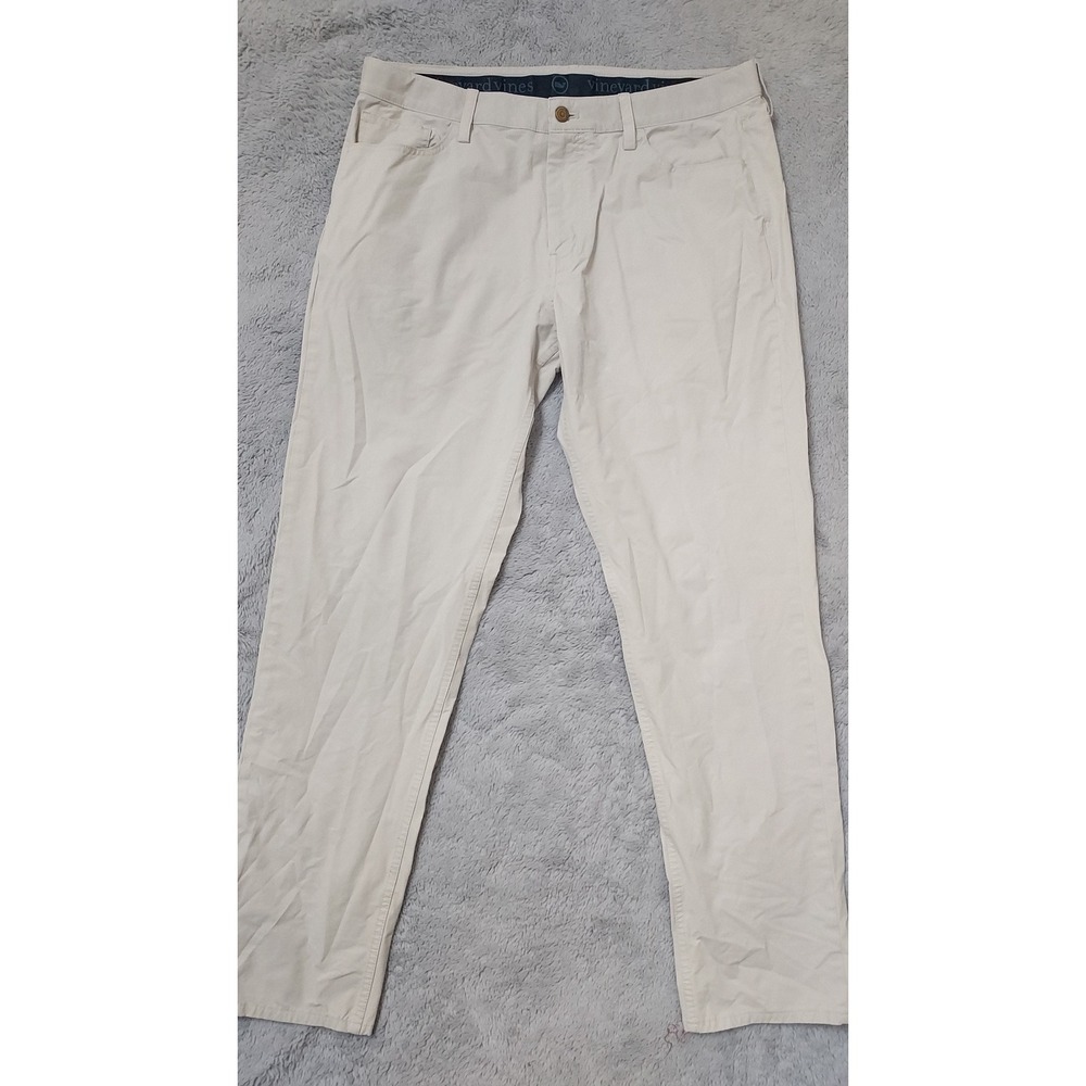 Vineyard Vines On The Go Pant Men 36x32 Performance Chino Khaki White OTG Preppy